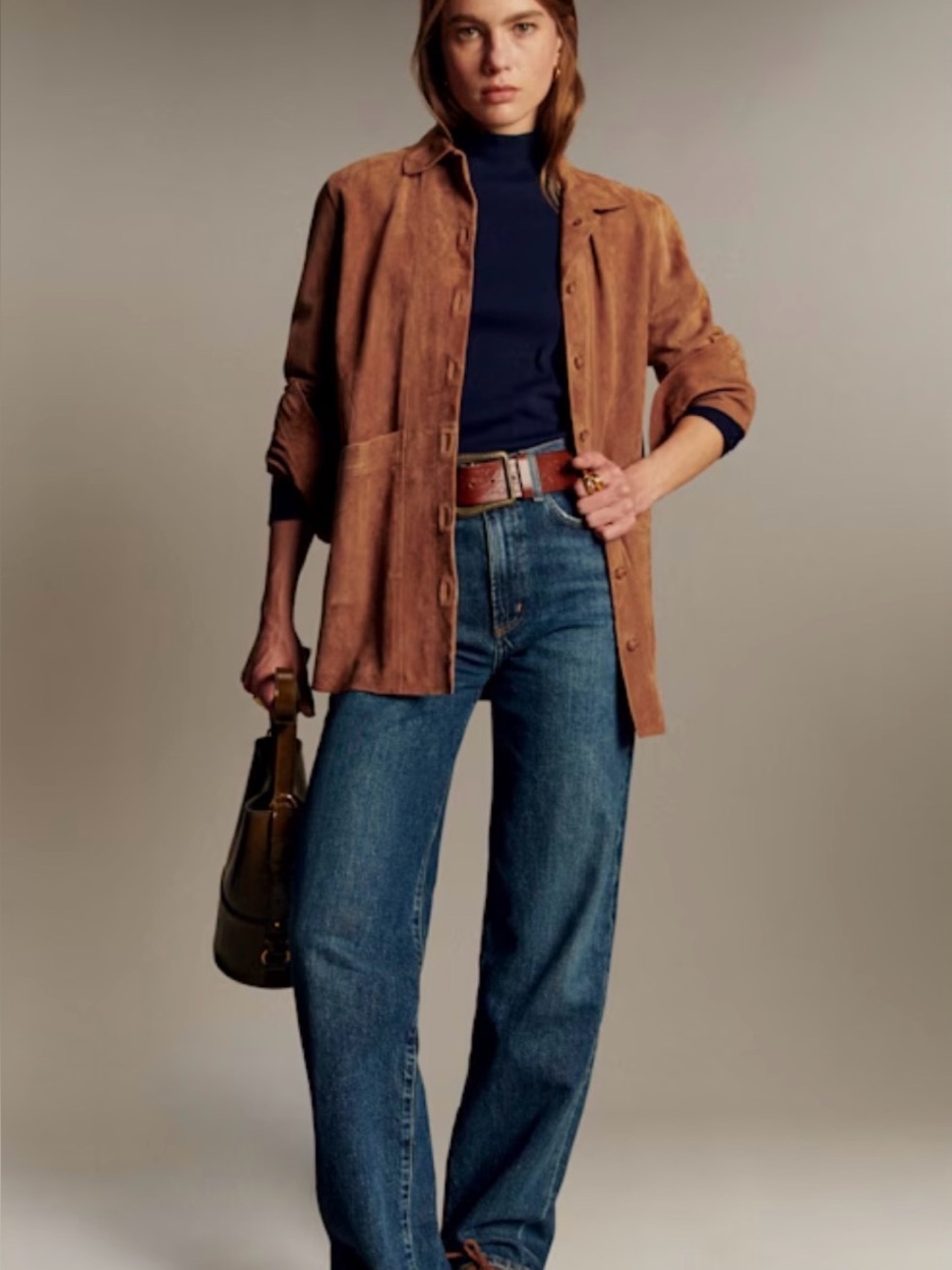 Sezane NWT will jacket in camel suede